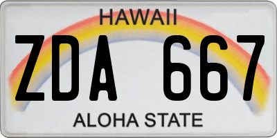 HI license plate ZDA667