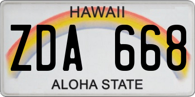 HI license plate ZDA668