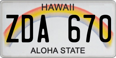 HI license plate ZDA670