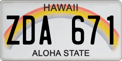 HI license plate ZDA671