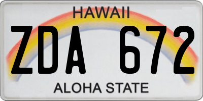 HI license plate ZDA672