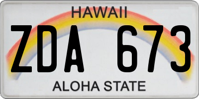 HI license plate ZDA673