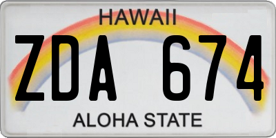 HI license plate ZDA674