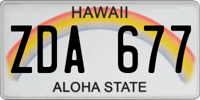 HI license plate ZDA677