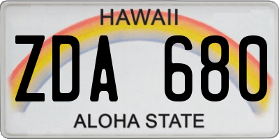 HI license plate ZDA680