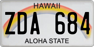 HI license plate ZDA684