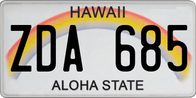 HI license plate ZDA685