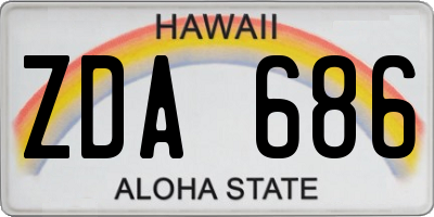 HI license plate ZDA686