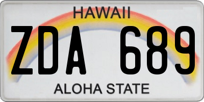 HI license plate ZDA689