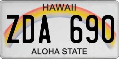 HI license plate ZDA690