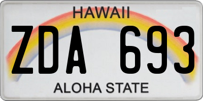 HI license plate ZDA693