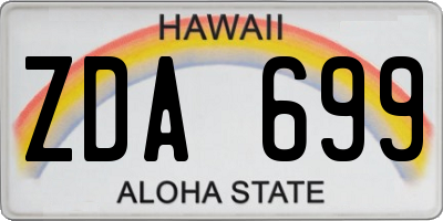 HI license plate ZDA699
