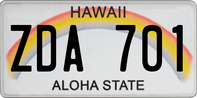 HI license plate ZDA701