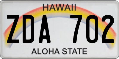 HI license plate ZDA702