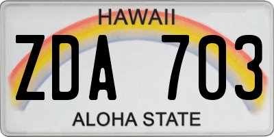 HI license plate ZDA703