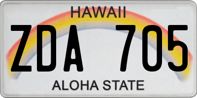 HI license plate ZDA705