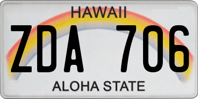 HI license plate ZDA706
