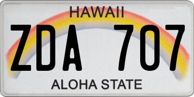 HI license plate ZDA707