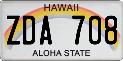 HI license plate ZDA708