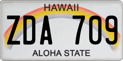 HI license plate ZDA709
