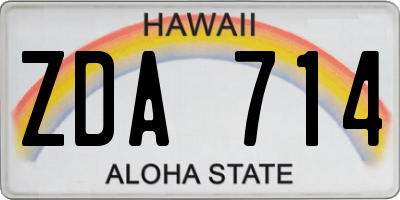 HI license plate ZDA714