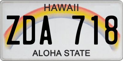 HI license plate ZDA718