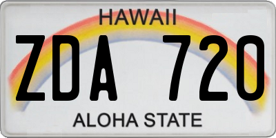 HI license plate ZDA720