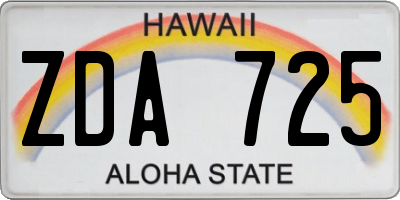 HI license plate ZDA725