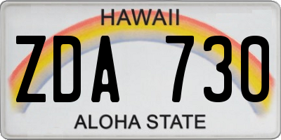 HI license plate ZDA730