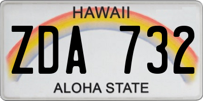 HI license plate ZDA732