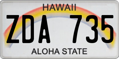 HI license plate ZDA735