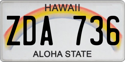 HI license plate ZDA736