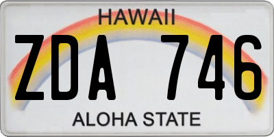 HI license plate ZDA746