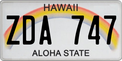 HI license plate ZDA747