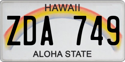 HI license plate ZDA749
