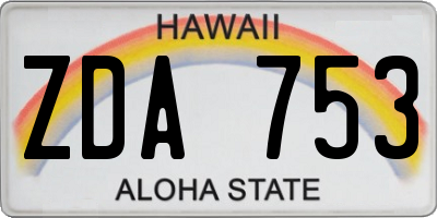 HI license plate ZDA753