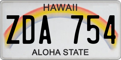 HI license plate ZDA754