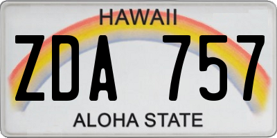 HI license plate ZDA757