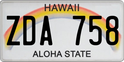 HI license plate ZDA758