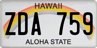 HI license plate ZDA759