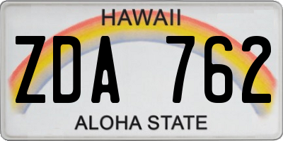 HI license plate ZDA762
