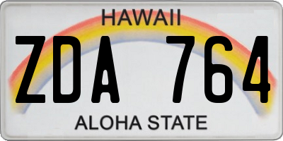 HI license plate ZDA764