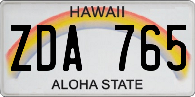 HI license plate ZDA765