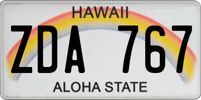 HI license plate ZDA767