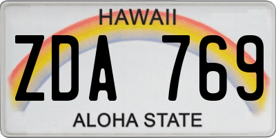 HI license plate ZDA769