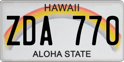 HI license plate ZDA770
