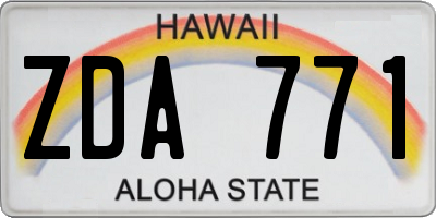 HI license plate ZDA771