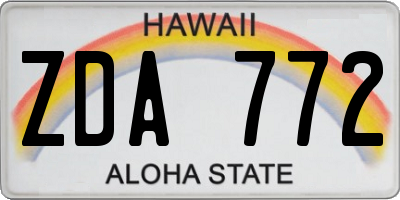 HI license plate ZDA772