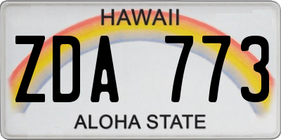 HI license plate ZDA773