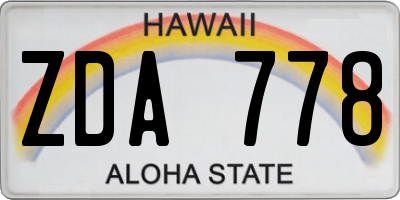 HI license plate ZDA778